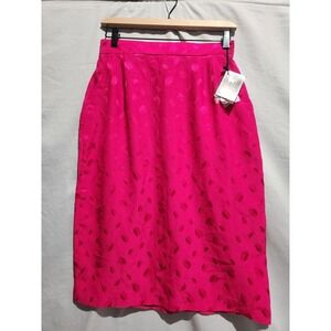 Vintage‎ Silk Sophisticates 100% Silk Midi Skirt W Pockets Rose Color 27" Waist